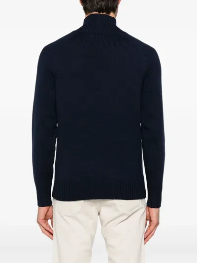 Eleventy Wool And Cashmere Blend Sweater With Classic Turtleneck Design In Blue
