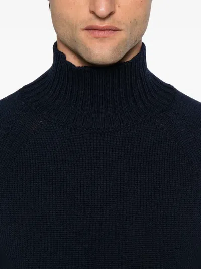 Eleventy Wool And Cashmere Blend Sweater With Classic Turtleneck Design In Blue