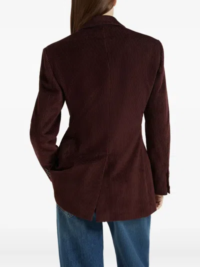Brunello Cucinelli Bordeaux Velvet Double-breasted Jacket In Burgundy