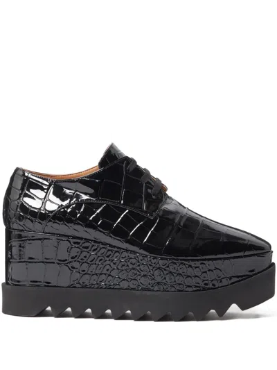 Stella Mccartney Black Limited-edition Elyse Crocodile Platform Derbys In Black