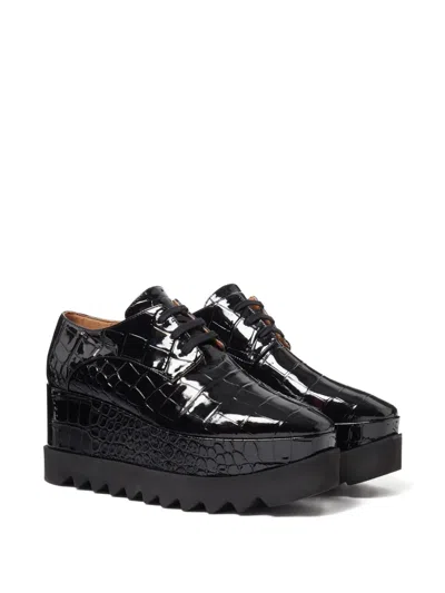 Stella Mccartney Black Limited-edition Elyse Crocodile Platform Derbys In Black