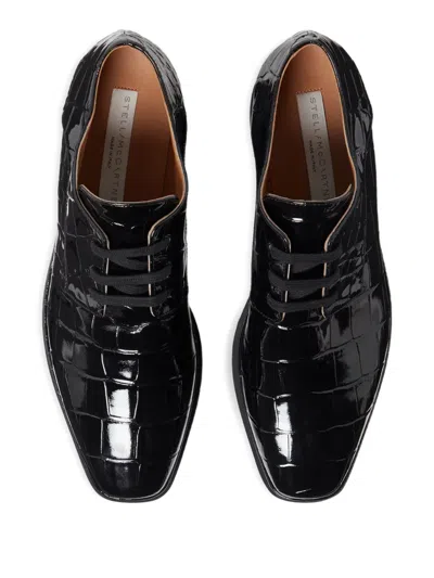 Stella Mccartney Black Limited-edition Elyse Crocodile Platform Derbys In Black