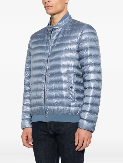 Herno Quilted Zip-front Jacket In Blue