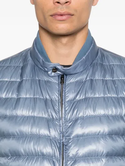 Herno Quilted Zip-front Jacket In Blue