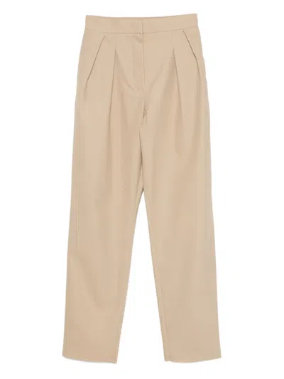 Max Mara Dede Pleated Raw-edge Trousers In Neutral