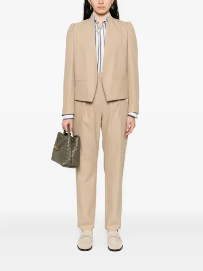 Max Mara Dede Pleated Raw-edge Trousers In Neutral