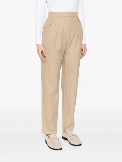 Max Mara Dede Pleated Raw-edge Trousers In Neutral