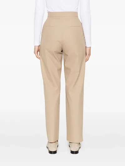Max Mara Dede Pleated Raw-edge Trousers In Neutral