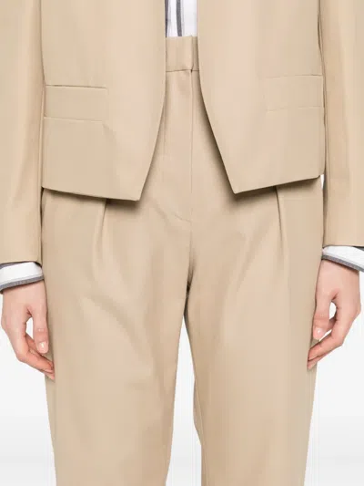 Max Mara Dede Pleated Raw-edge Trousers In Neutral