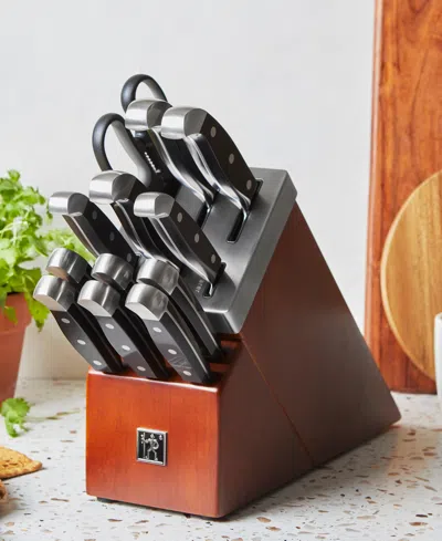 Henckels Stainless Steel 13-pc. Self-sharpening Knife Block Set In Brown