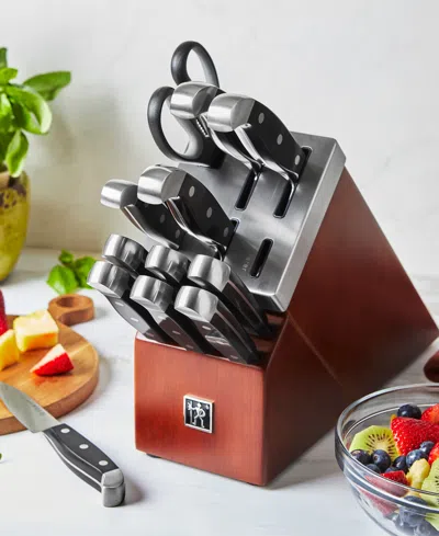 Henckels Stainless Steel 13-pc. Self-sharpening Knife Block Set In Brown
