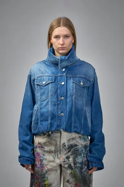 Acne Studios Faded Crumpled Denim Jacket Women In Blue