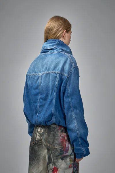 Acne Studios Faded Crumpled Denim Jacket Women In Blue