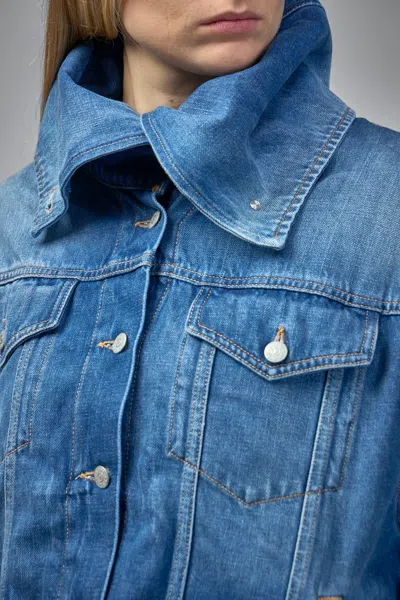 Acne Studios Faded Crumpled Denim Jacket Women In Blue