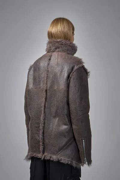 Rick Owens Brown Jacket With Reversible Design And Asymmetric Hem In Leather Woman In Brown