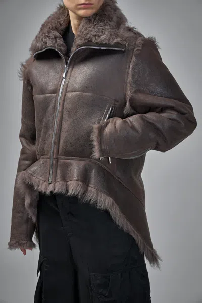 Rick Owens Brown Jacket With Reversible Design And Asymmetric Hem In Leather Woman In Brown