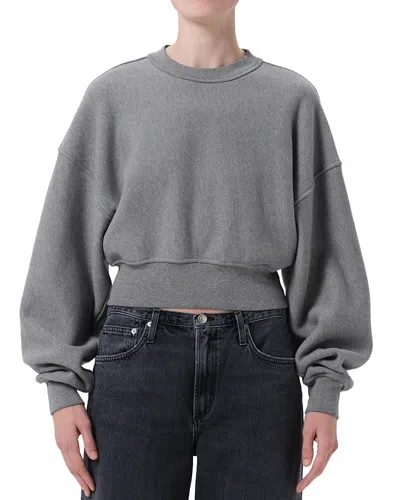Agolde Kit Cotton Fleece Crop Sweatshirt In Gray