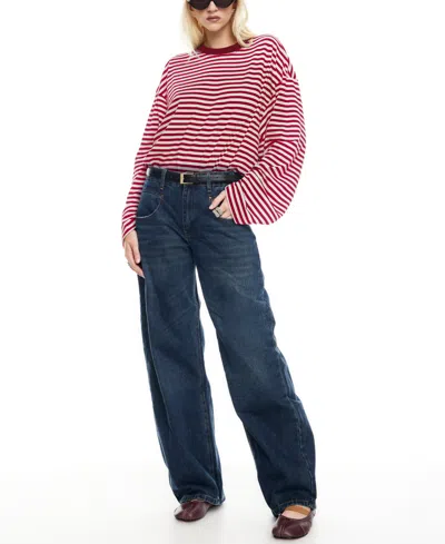 Lioness Bloom Cotton Long Sleeve Crew Neck Boxy T-shirt In Multi