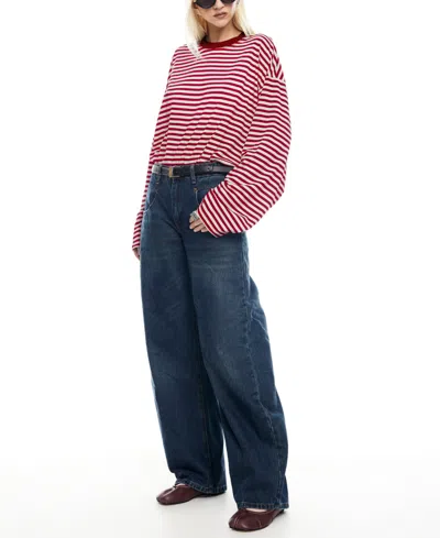 Lioness Bloom Cotton Long Sleeve Crew Neck Boxy T-shirt In Multi