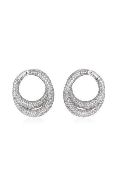 Engelbert 1920 Infinity Loop Earrings; Pavé Diamonds And 18k White Gold; Medium In White