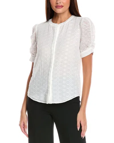 T Tahari Button Blouse In White