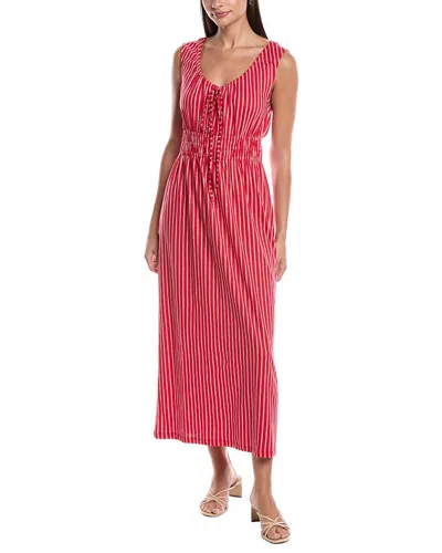 Grey State Drawstring Waist Midi Dress In Red