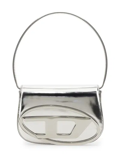 Diesel 1dr Mirror Leather Shoulder Bag In Silver