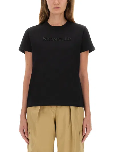 Moncler Embroidered Logo Cotton T-shirt In Multi