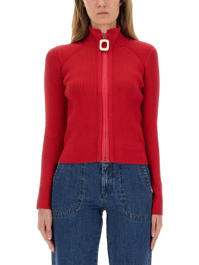 Jw Anderson J. W. Anderson Crimson Red Cotton Blend Turtleneck Sweater In Red