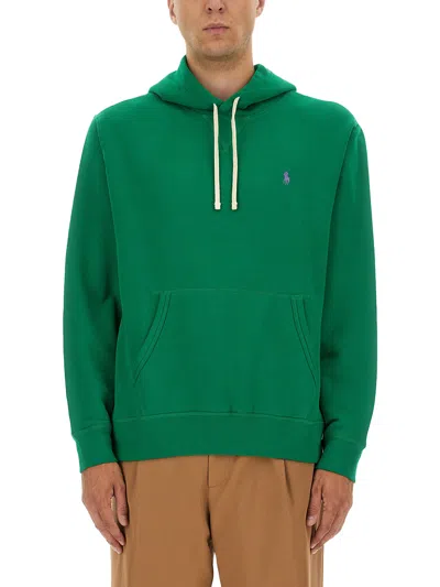 Polo Ralph Lauren Green Cotton Blend Sweatshirt In Green