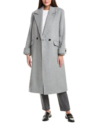 Allsaints Mabel Double Breasted Oversized Coat In Gray