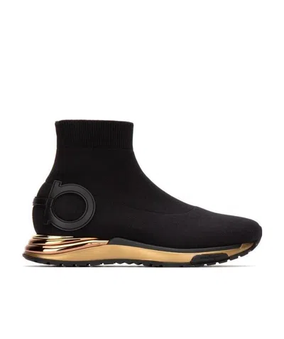Ferragamo Gardena Woman Sneakers Black Size 8 Textile Fibers In Black