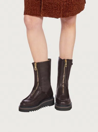 Ferragamo Eurialo Leather Boot In Brown