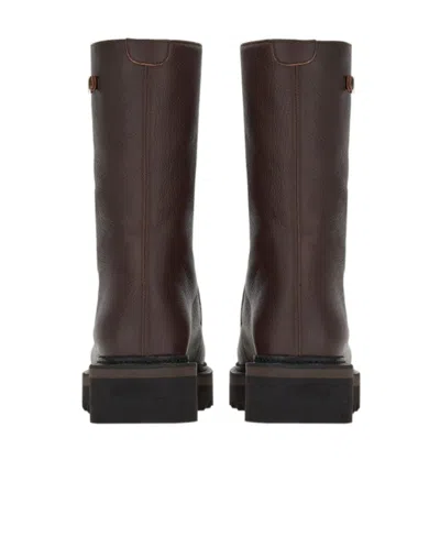 Ferragamo Eurialo Leather Boot In Brown