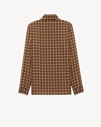 Saint Laurent Wool Shirt Jacket Bow Detail Checks In Multi