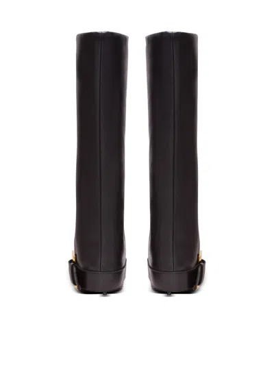 Balmain Anthem Black Slip-on Boots With Decorative Metal Buckle In Leather Woman In Black