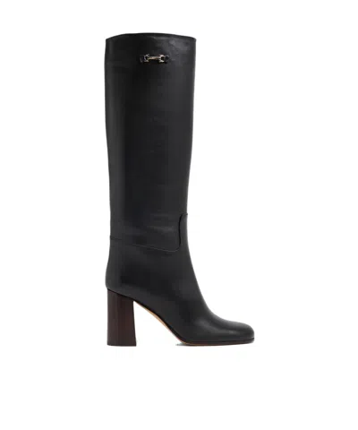 Ferragamo Ovidio 85 Knee-high Boots In Black