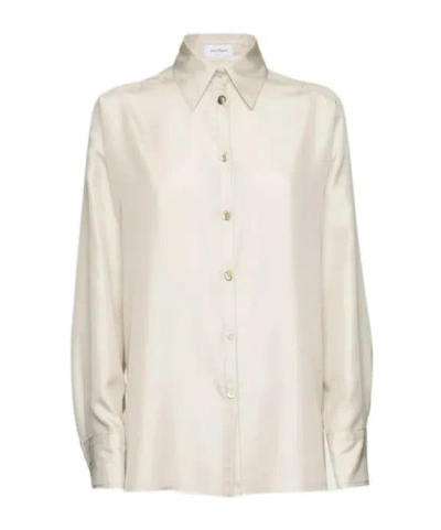 Ferragamo Technical Silk Shirt In White