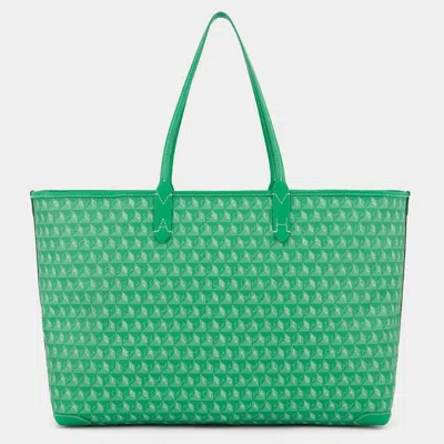 Anya Hindmarch Tote Bag With Bold Script And Textured Pattern In Green