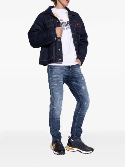 Dsquared2 Wave-patterned Lace-up Low-top Sneakers In Black