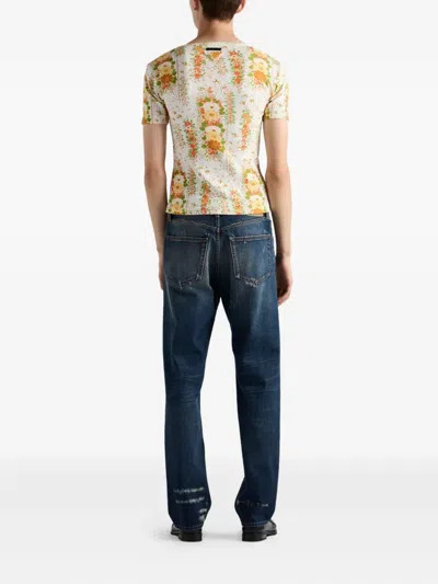 Prada Regular Washed Denim Jeans In Blue