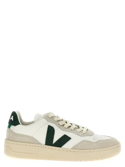 Veja V-90 Bicolor Low-top Sneakers In White
