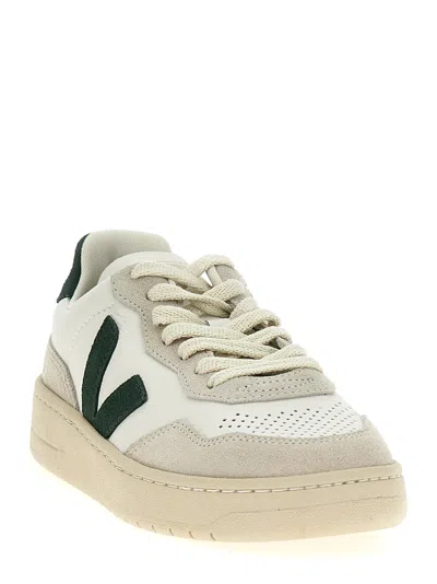 Veja V-90 Bicolor Low-top Sneakers In White