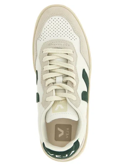 Veja V-90 Bicolor Low-top Sneakers In White