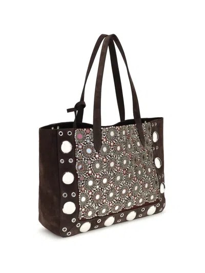 Valentino Nellcote Mirror-embellished Suede Mini Tote Bag