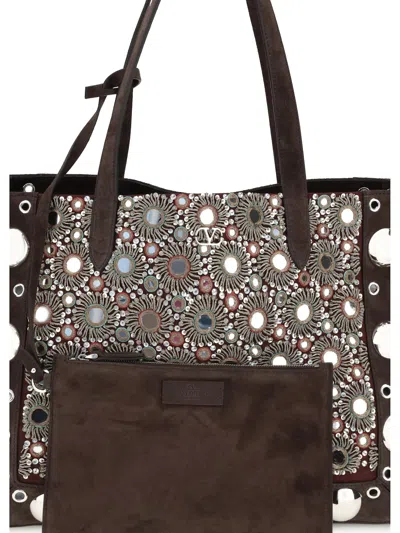 Valentino Nellcote Mirror-embellished Suede Mini Tote Bag
