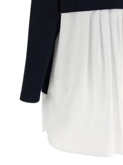 Elisabetta Franchi Dress With Contrast Collar And V-neckline In Blue