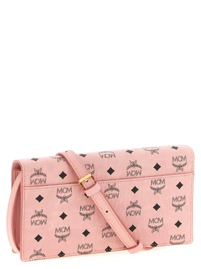 Mcm Multicolor Fabric Wallet In Pink