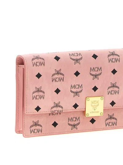 Mcm Multicolor Fabric Wallet In Pink