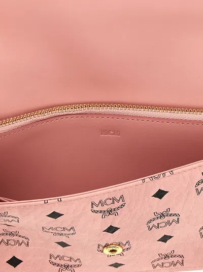 Mcm Multicolor Fabric Wallet In Pink